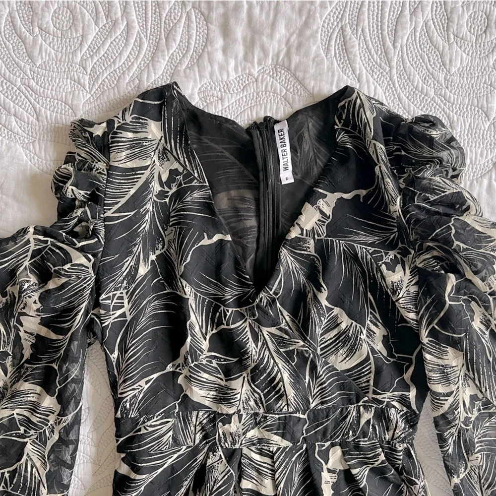 Walter Baker - Adriana Floral Print Dress - Black and White - Picture 5 of 10